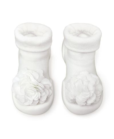 Komuello Baby Girl First Walk Sock Shoes Corsage - Snow