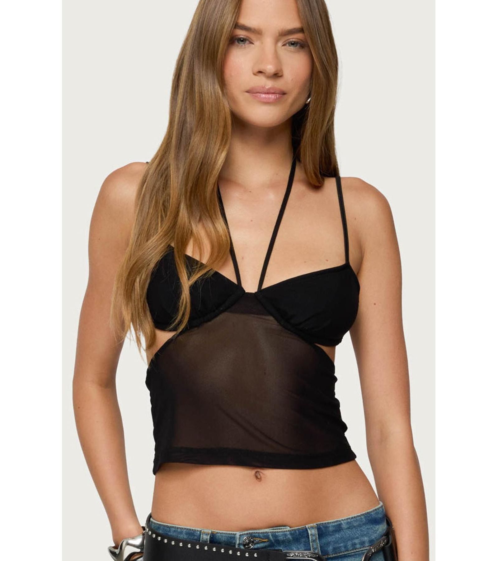 Edikted Women's Strappy Sheer Mesh Cupped Top