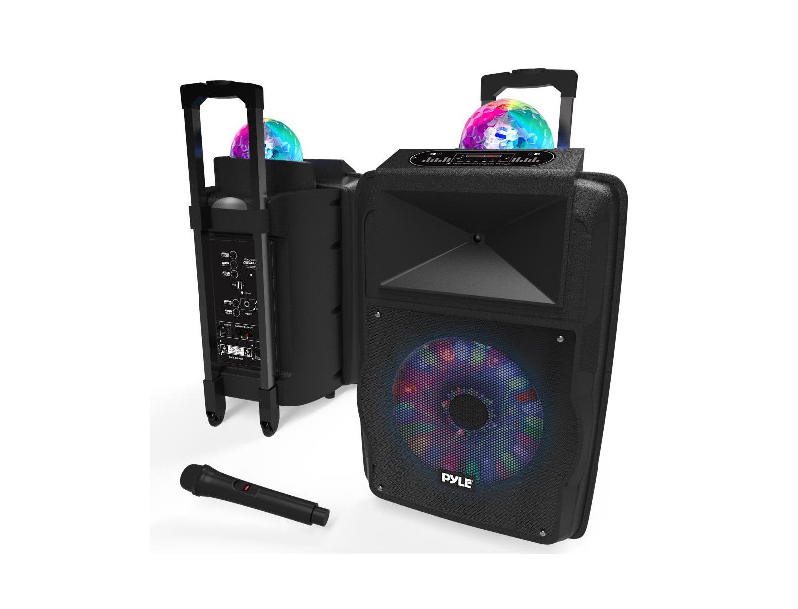 Pyle 700W Wireless Portable PA Speaker System – Rechargeable, Bluetooth, USB, Micro SD, FM, AUX, Mic & DJ Lights – For Parties