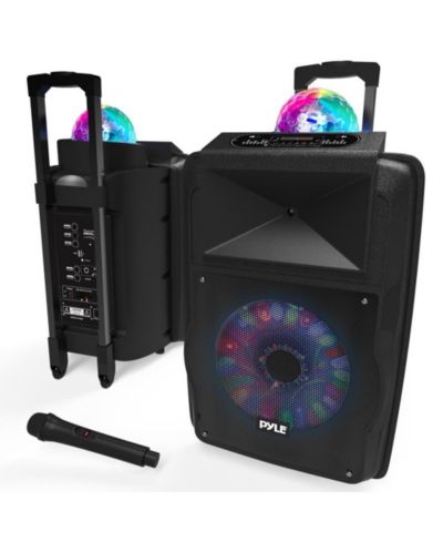 Pyle 700W Wireless Portable PA Speaker System – Rechargeable, Bluetooth, USB, Micro SD, FM, AUX, Mic & DJ Lights – For Parties