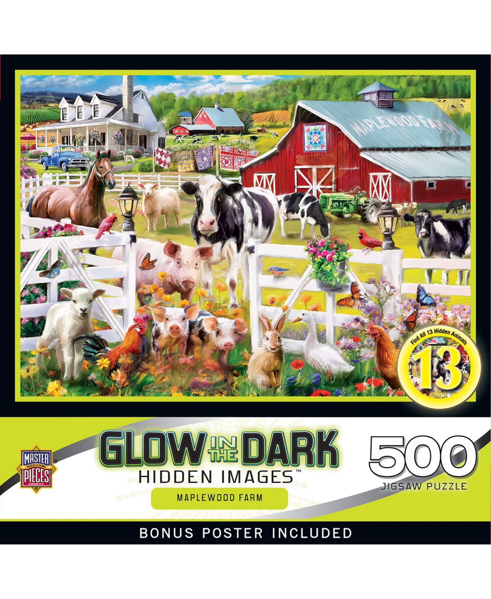 Masterpieces Puzzles Hidden Images Glow-in-the-Dark 500 Piece Jigsaw Puzzle, Ages 14+