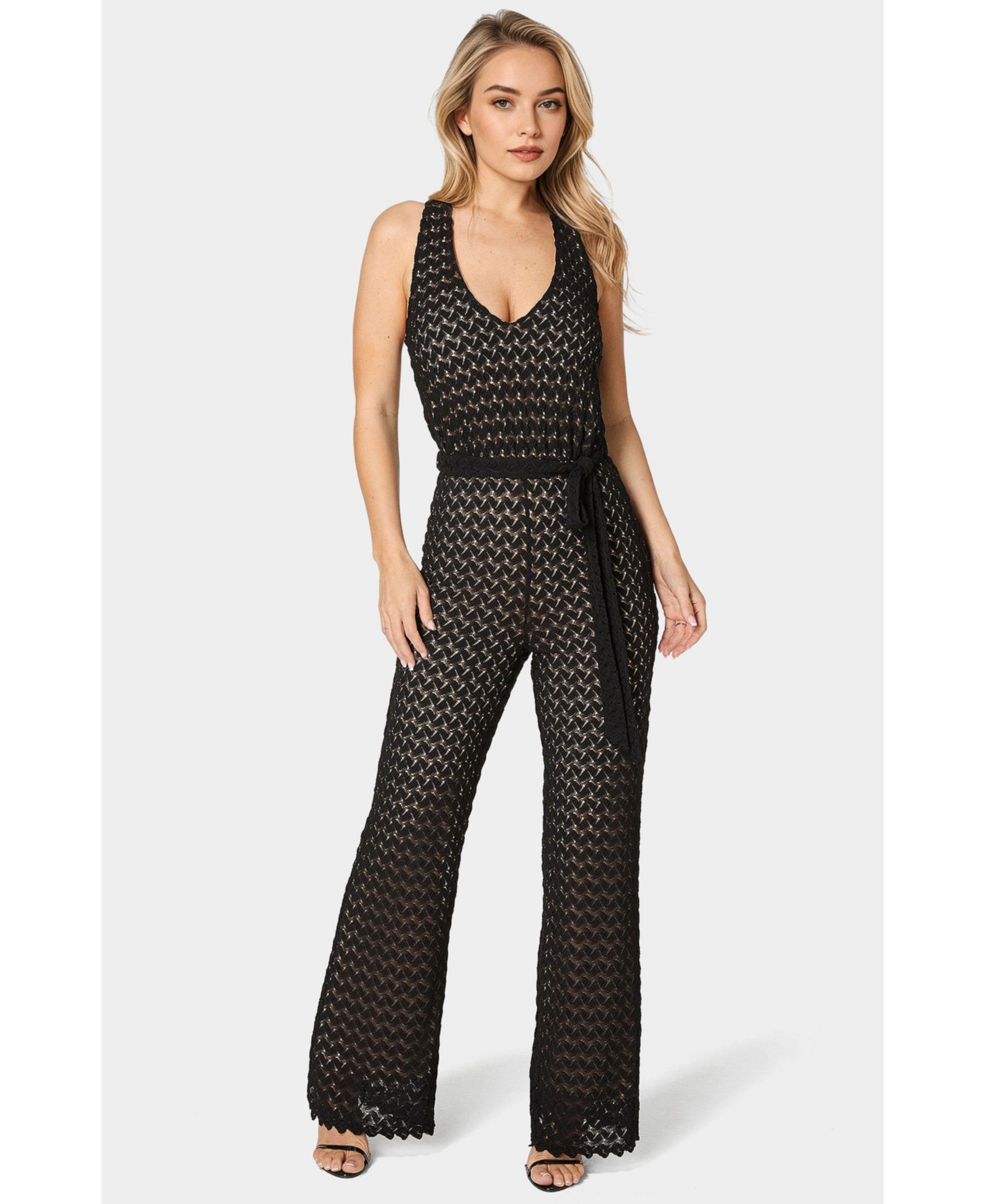 Bebe Women's Lace V-Neck Jumpsuit