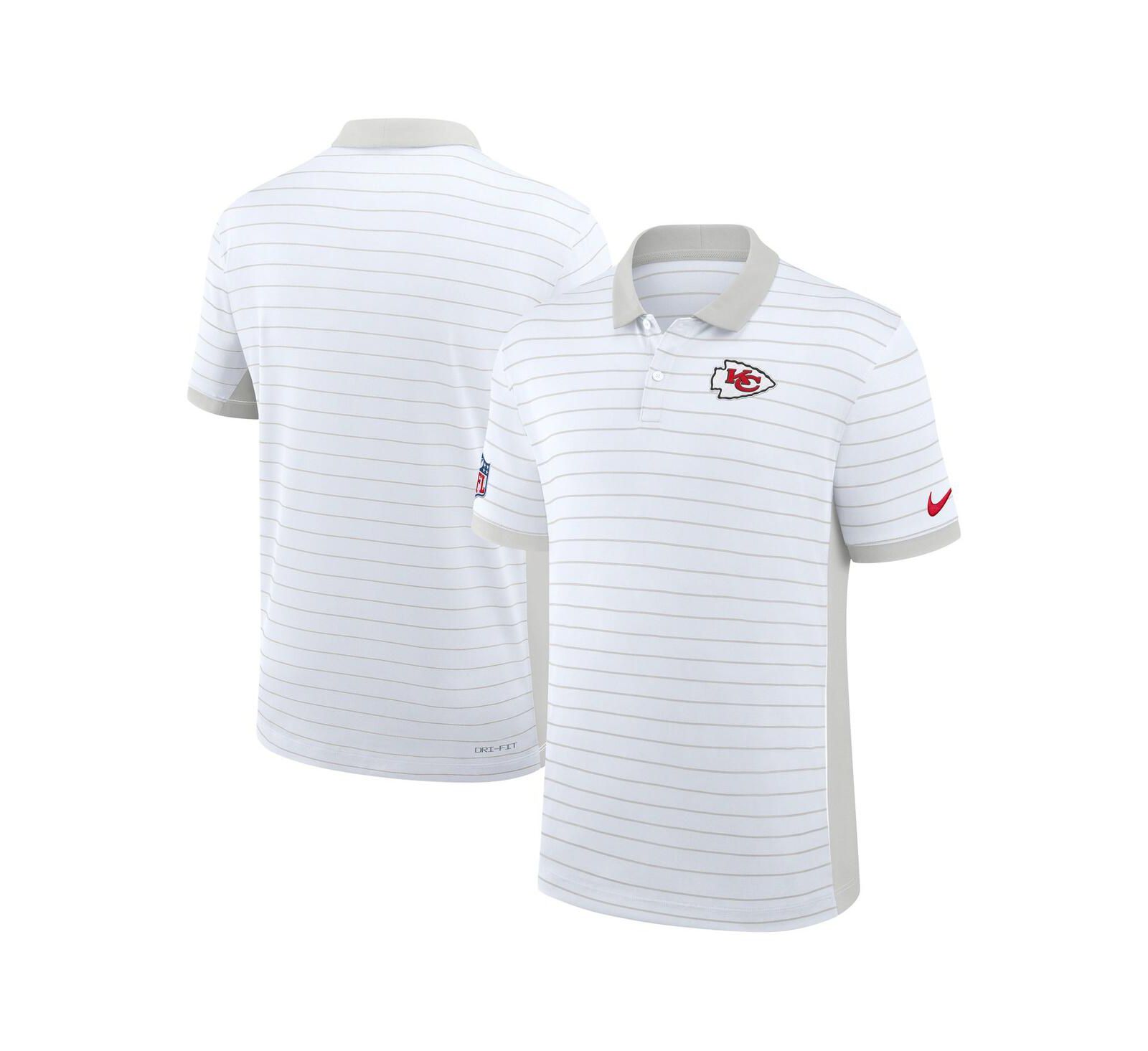 Nike Men's White Kansas City Chiefs Sideline Victory Stripe Performance Polo Shirt