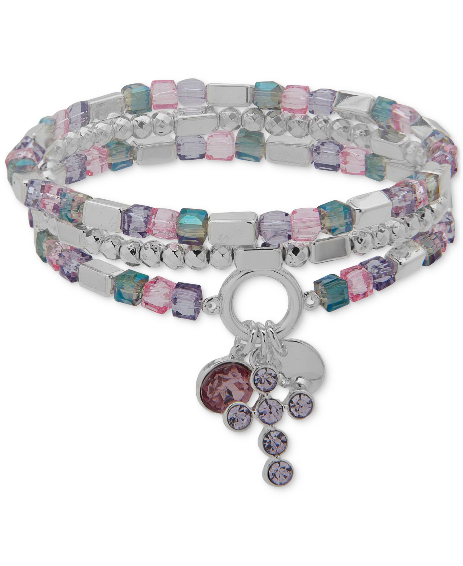 Набор браслетов Nine West 3-Pc. Crystal Cross Mixed Bead Stretch