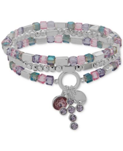 Набор браслетов Nine West 3-Pc. Crystal Cross Mixed Bead Stretch