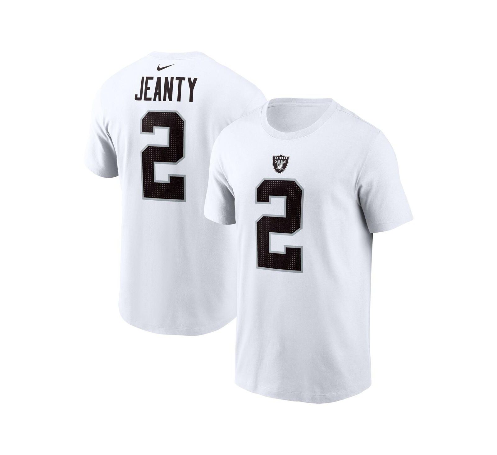 Nike Мужской Ashton Jeanty White Las Vegas Raiders 2025 NFL Draft First Round Pick Player Name & Number T-Shirt