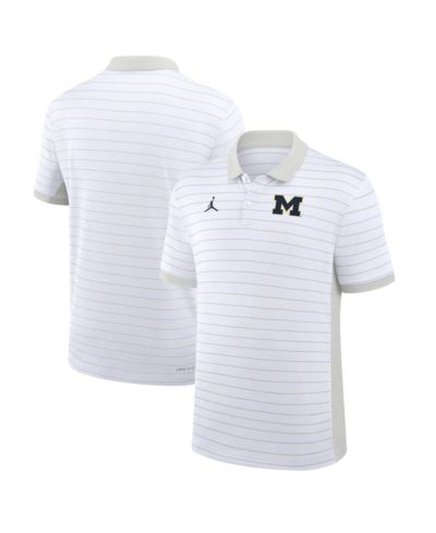 Мужская рубашка-поло Jordan White Michigan Wolverines 2025 Early Season Coaches Sideline Victory Stripe Performance Polo