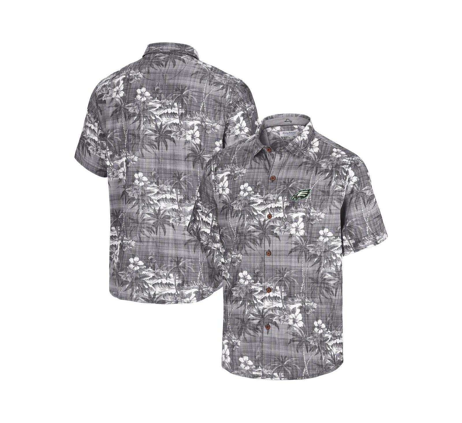 Мужская рубашка Tommy Bahama Black Philadelphia Eagles Coconut Point Isla Palmetta Camp Button-Up
