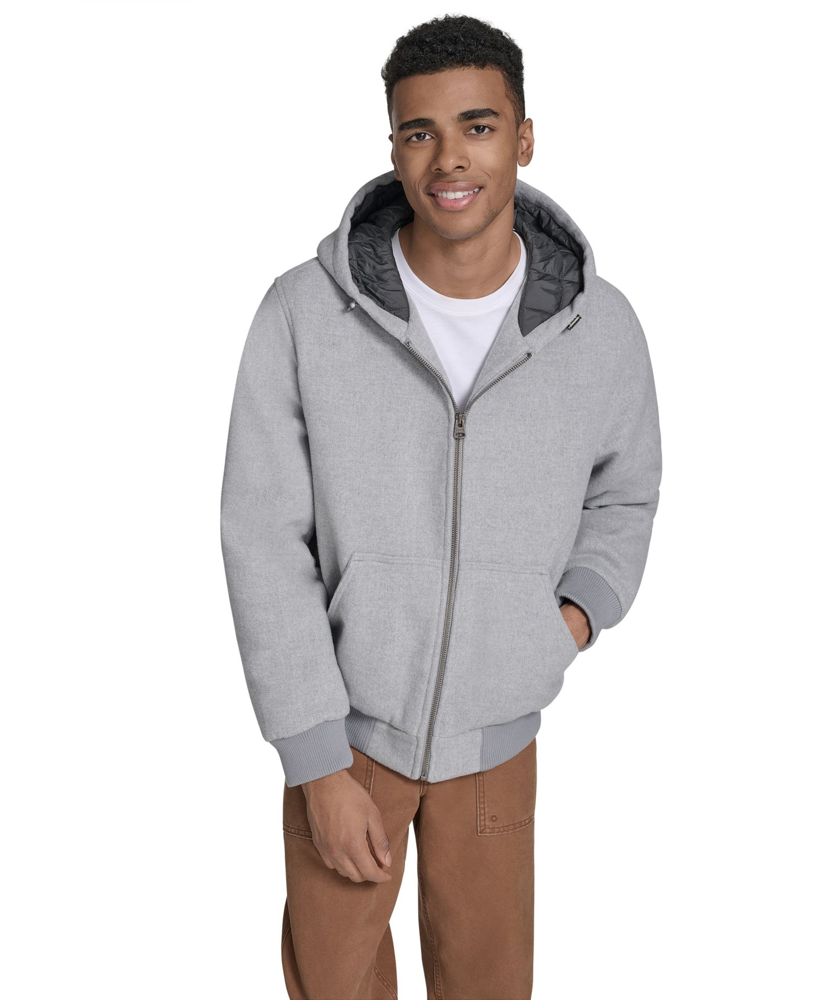 Levi's Men's Wool-Blend Hooded Bomber Jacket