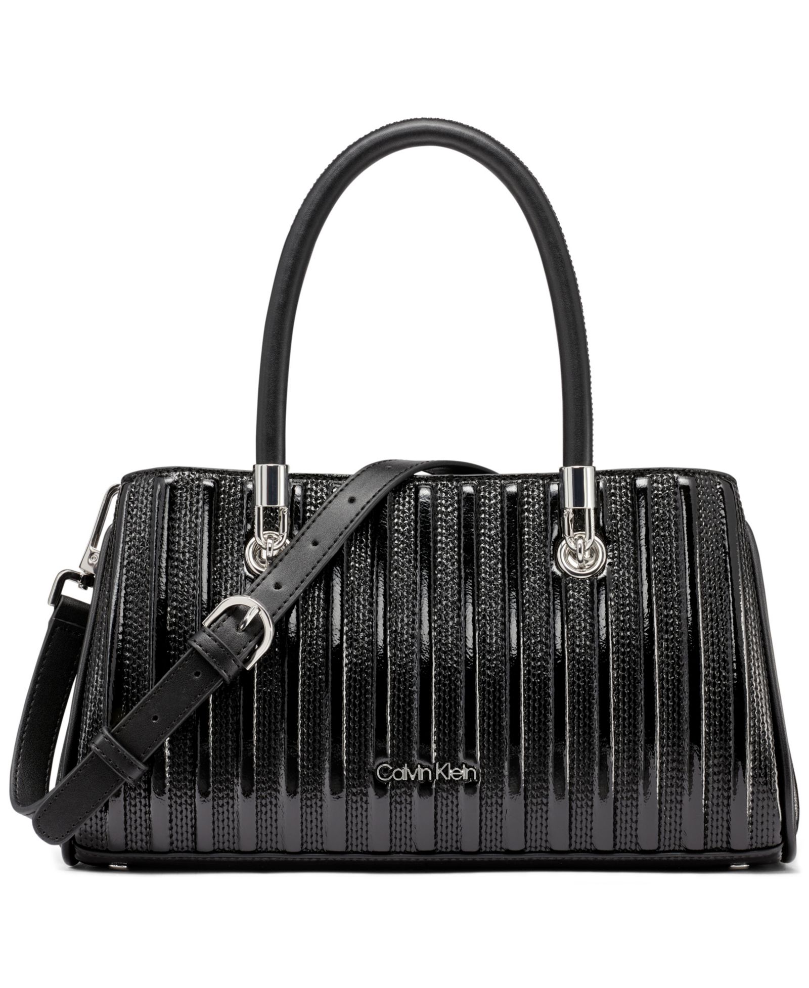 Calvin Klein Brigette Patent Piping East West Convertible Satchel