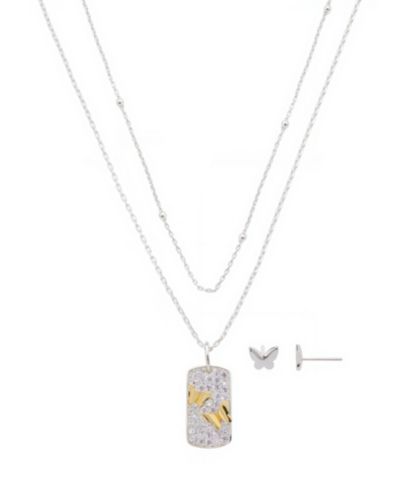 Комплект из подвески-бабочки и сережек Unwritten Cubic Zirconia