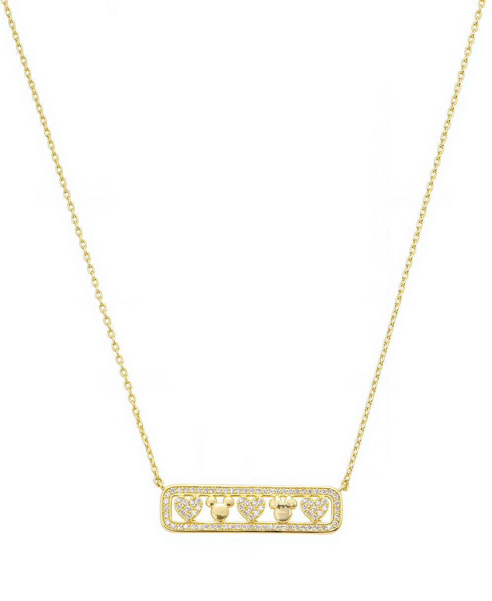Disney Mickey Mouse and Minnie Mouse Cubic Zirconia Pendant Necklace