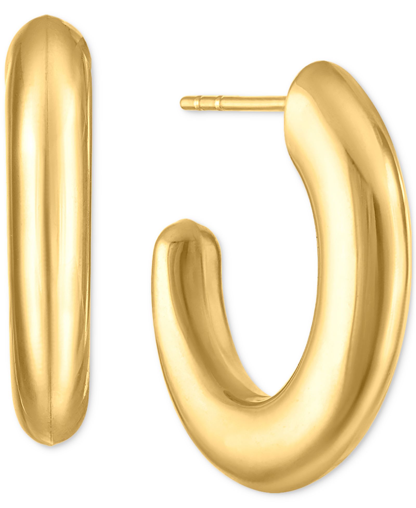 Серьги-кольца Macy's Polished J-Hoop Extra Small Huggie, золото 10k, 0.375"