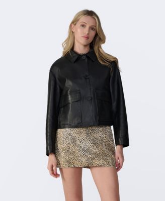 Furniq UK Women's Ella Cropped Leather Jacket