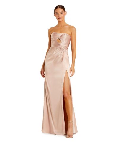 Женское вечернее платье Mac Duggal Strapless Charmeuse Wrap Gown с вырезами