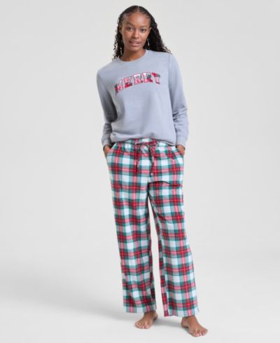 Женские флисовые пижамные брюки Holiday Lane Merry Plaid