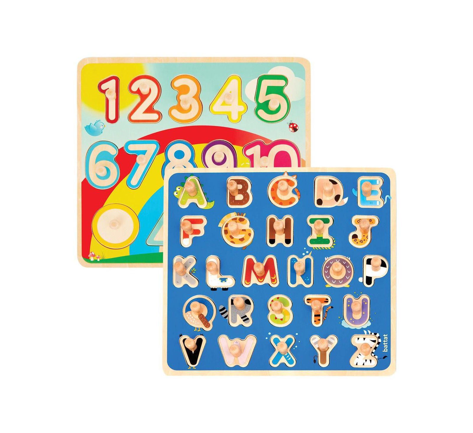 Деревянный пазл Battat ABC and Numbers Peg Set