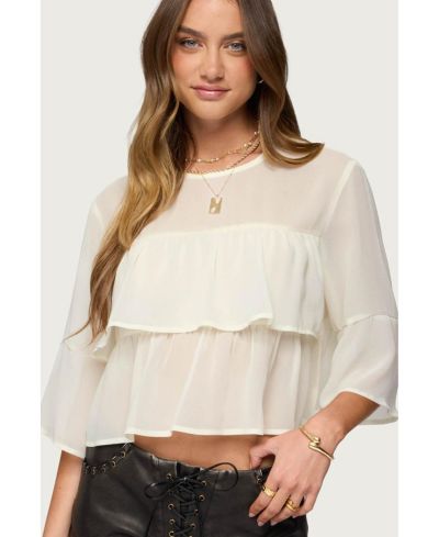 Edikted Women's Missey Ruffled Chiffon Top