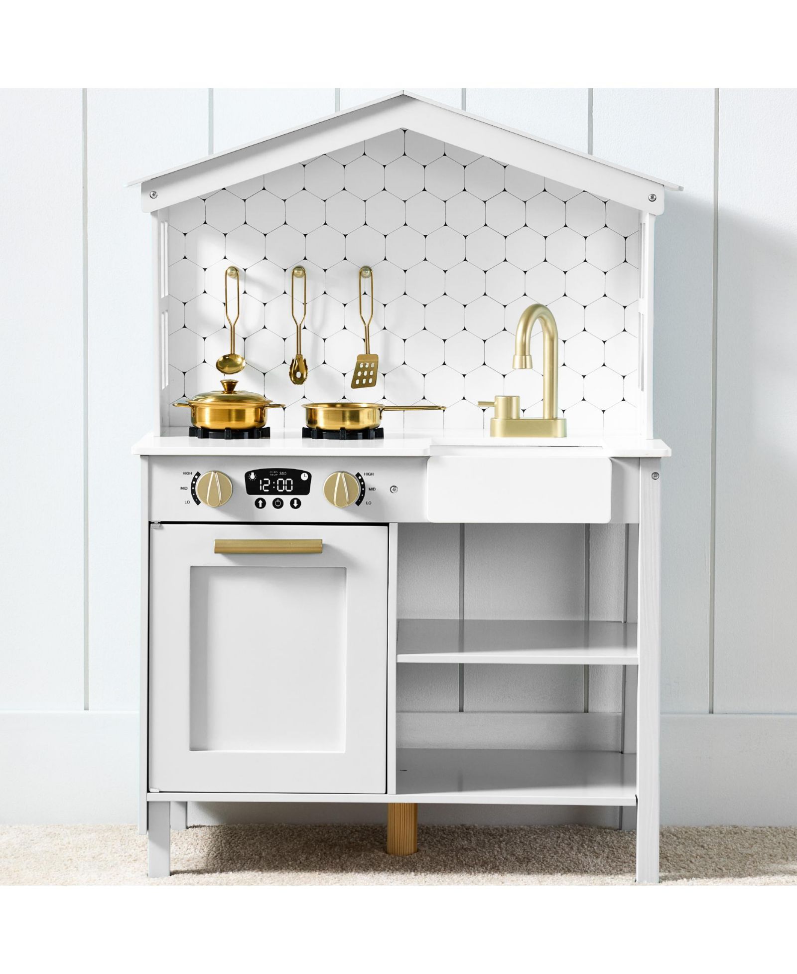 Детский набор игрушечная кухня Best Choice Products Pretend Play Wooden Farmhouse с хранением, 5 аксессуаров