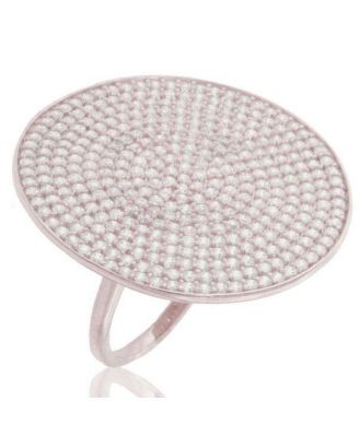 Suzy Levian Sterling Silver Cubic Zirconia Pave Round Medallion Ring