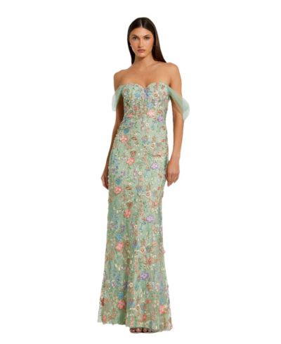 Вечернее платье Mac Duggal Women's Off The Shoulder Bustier Emboridered Net