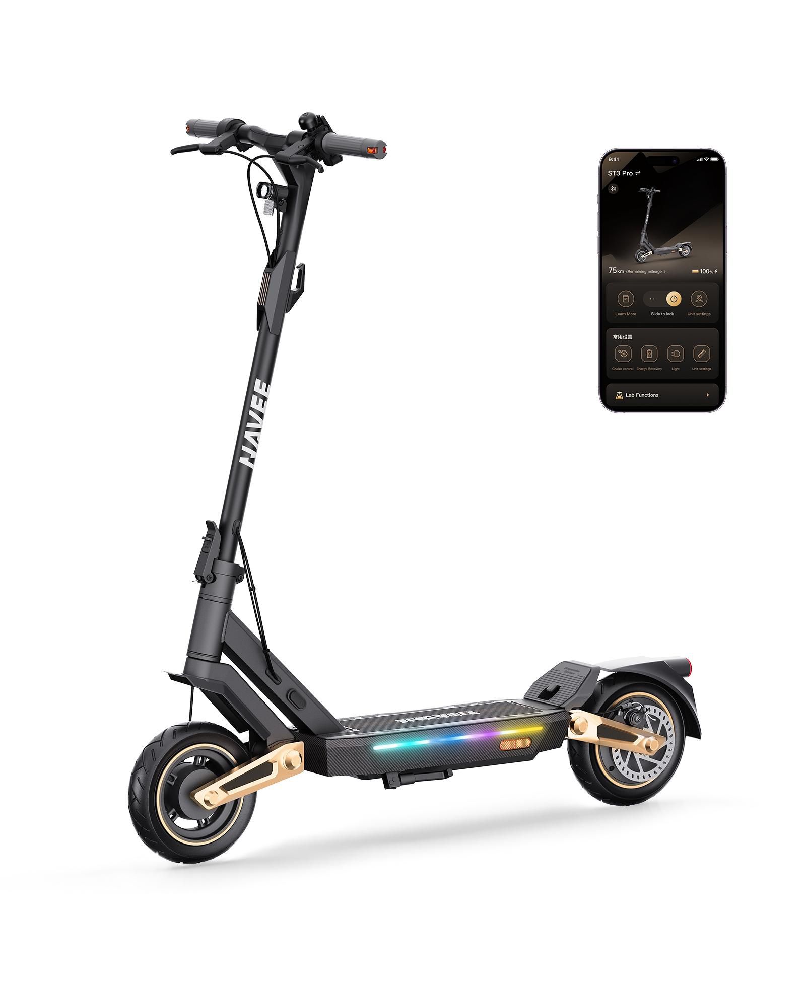 NAVEE ST3 Pro Electric Scooter w/46.6 miles Max Operating Range & 24.9 mph Max Speed
