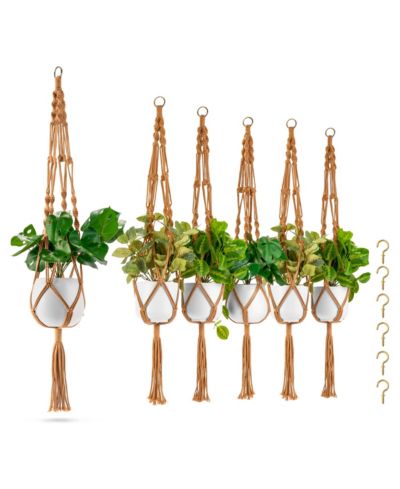 Sorbus Macrame Plant Hanger for Indoor and Outdoor Hanging, Cotton Rope