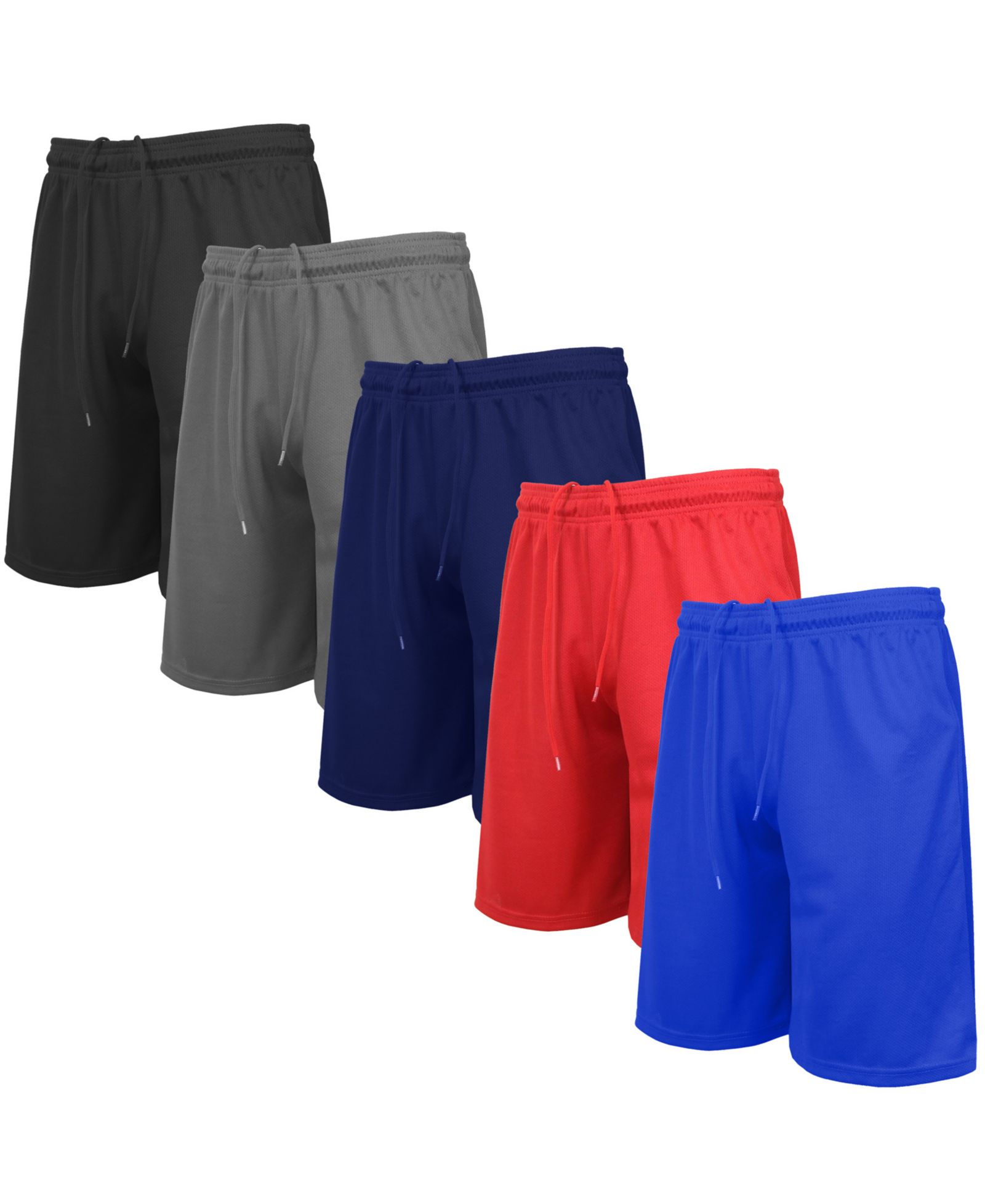 Galaxy By Harvic Men's 5-Pack Lightweight Breathable Moisture Wicking Mesh Shorts