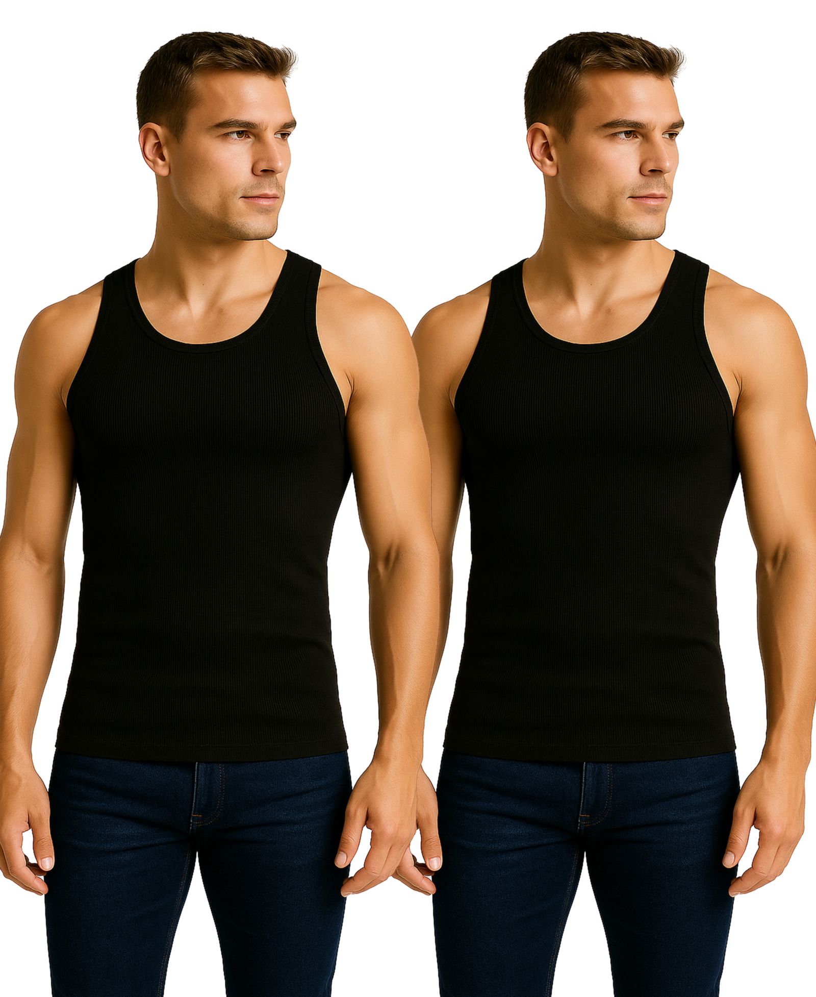 Galaxy By Harvic Men's 2-Pack Heavyweight Ribbed Tank Top