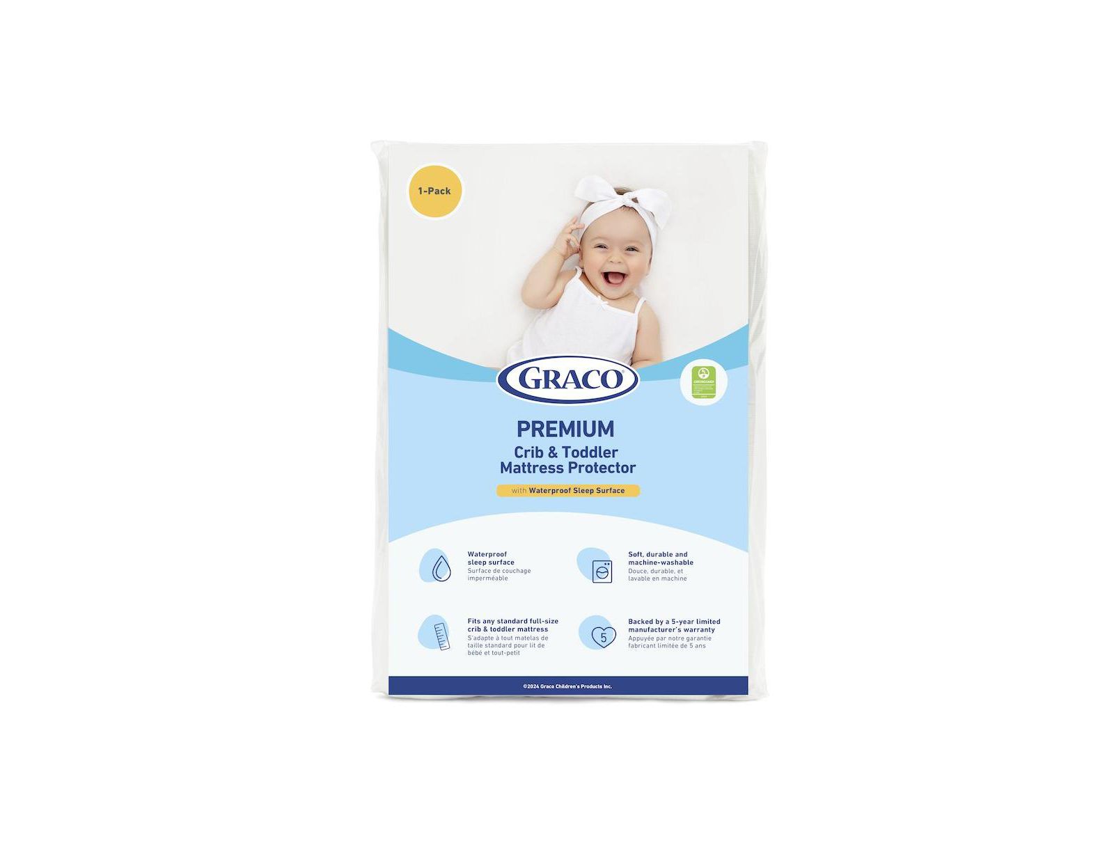 Graco Premium Waterproof Crib and Toddler Mattress Protector - 1 Pack