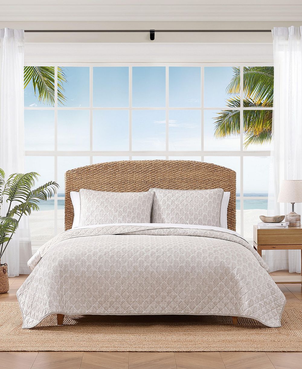 Tommy Bahama Fronds хлопковый двусторонний комплект из 3-х стеганых одеял, King