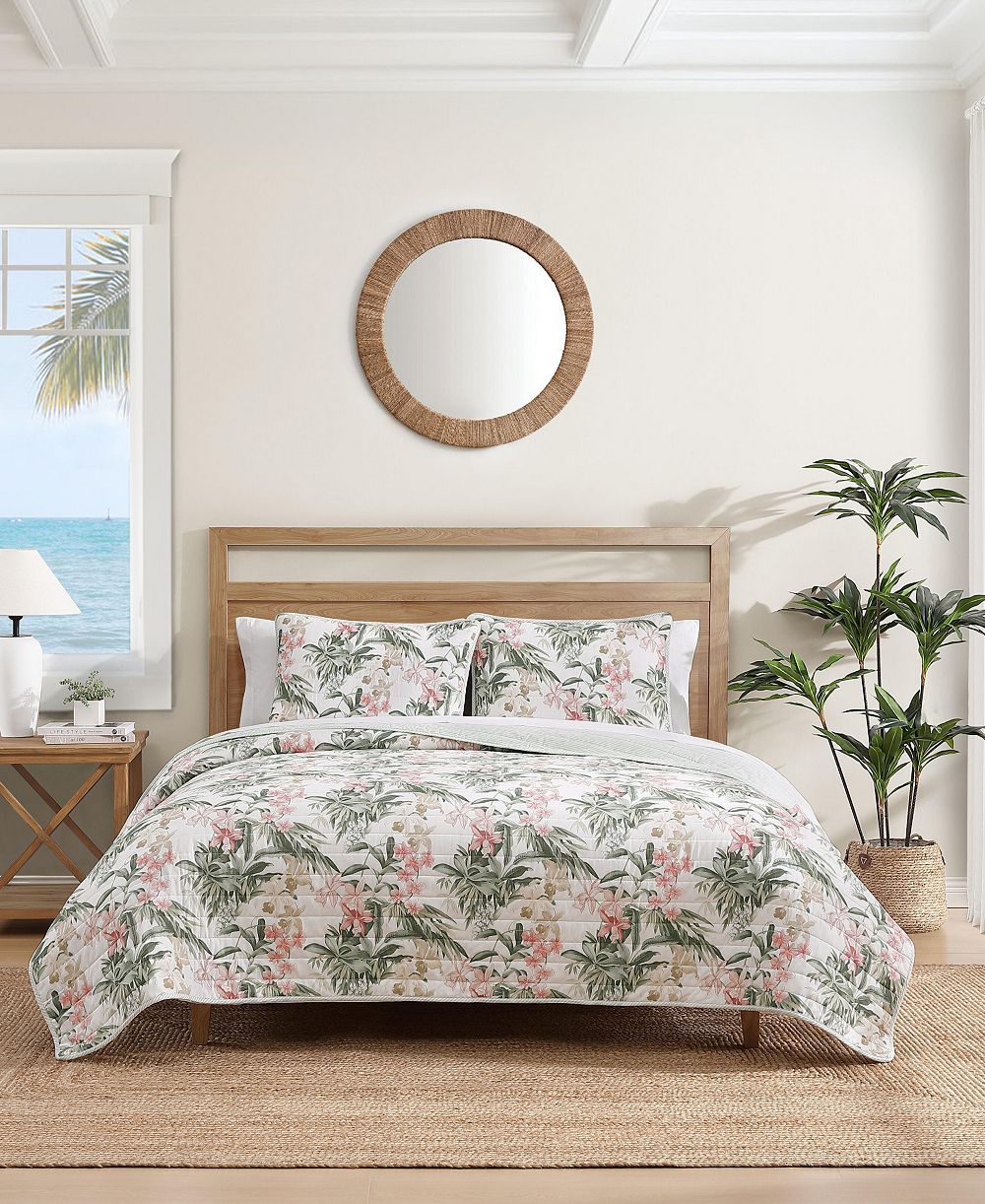 Tommy Bahama Island Orchid Cotton Reversible 3-Pc. Quilt Set, Full/Queen