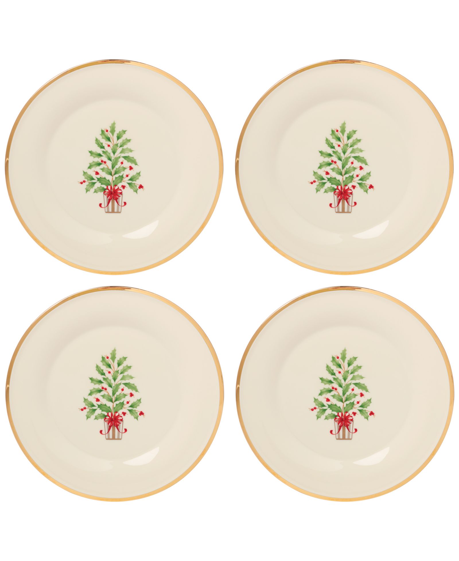 Lenox декоративные тарелки Holiday Tree, набор из 4 шт.