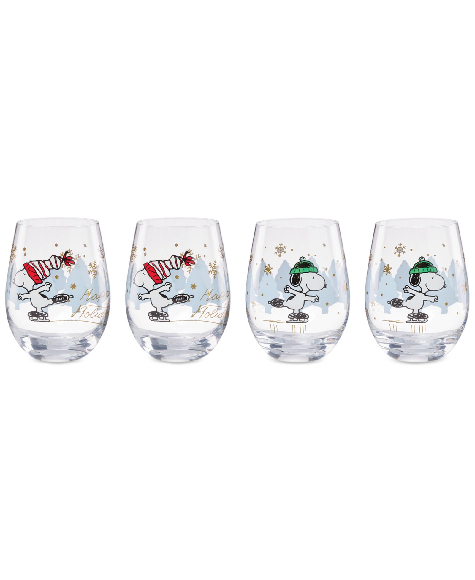 Набор стаканов Lenox Snoopy Skating Christmas, 4 штуки