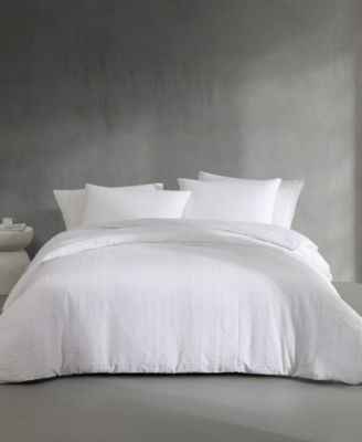 Calvin Klein Solid Puckered Grid 3-Pc. Duvet Cover Set, Queen