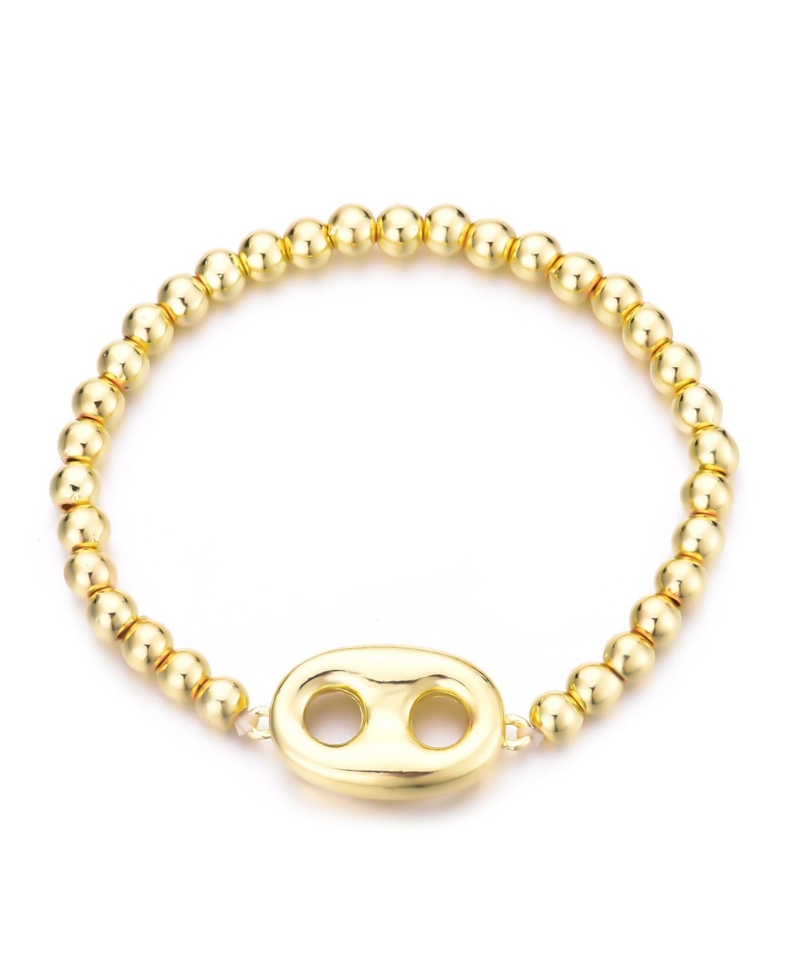 ADORNIA 14K Gold Plated Mariner Link Stretch Bead Bracelet