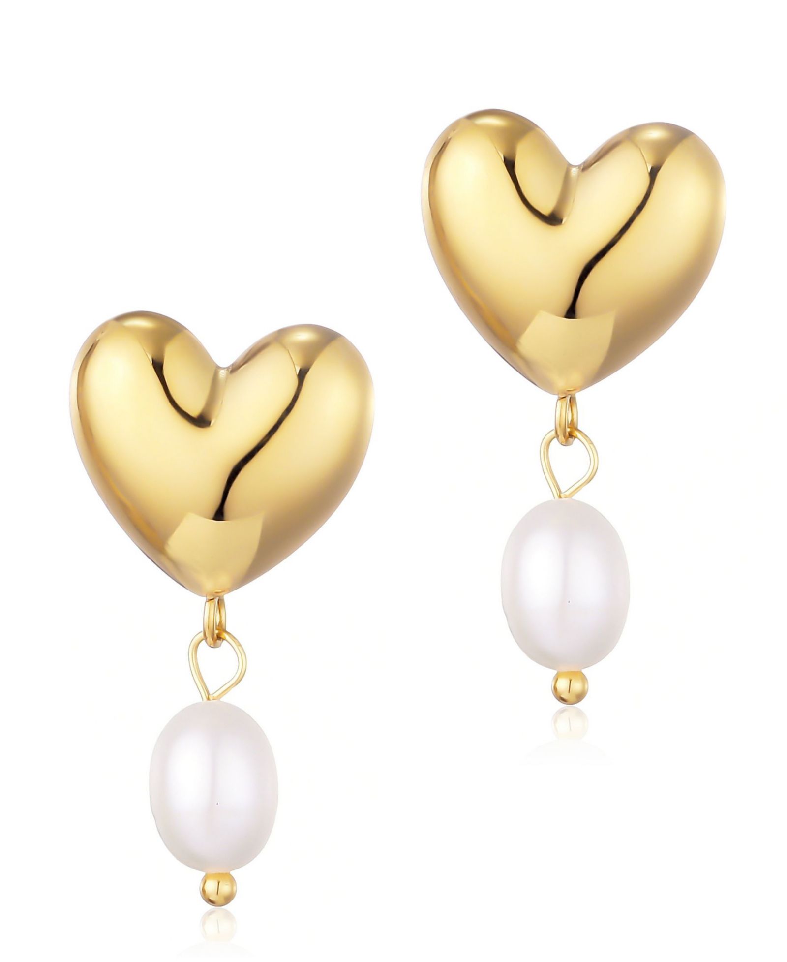 Серьги-подвески ADORNIA Gold Freshwater Cultivated Pearl Heart Drop