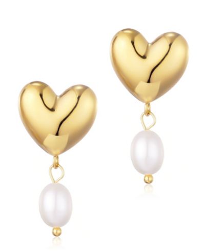 Серьги-подвески ADORNIA Gold Freshwater Cultivated Pearl Heart Drop