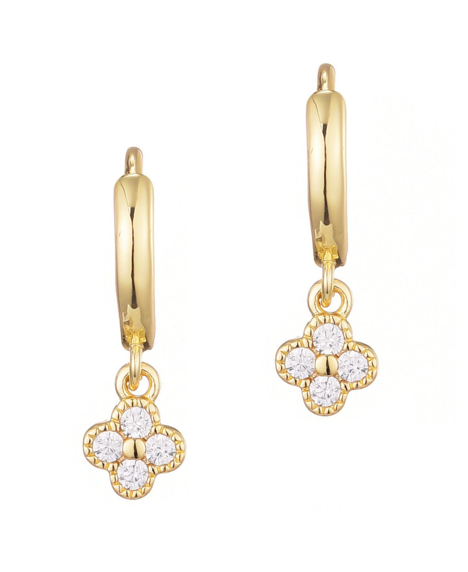 ADORNIA Cubic Zirconia Extra Mini Clover Dangle Huggie Earrings