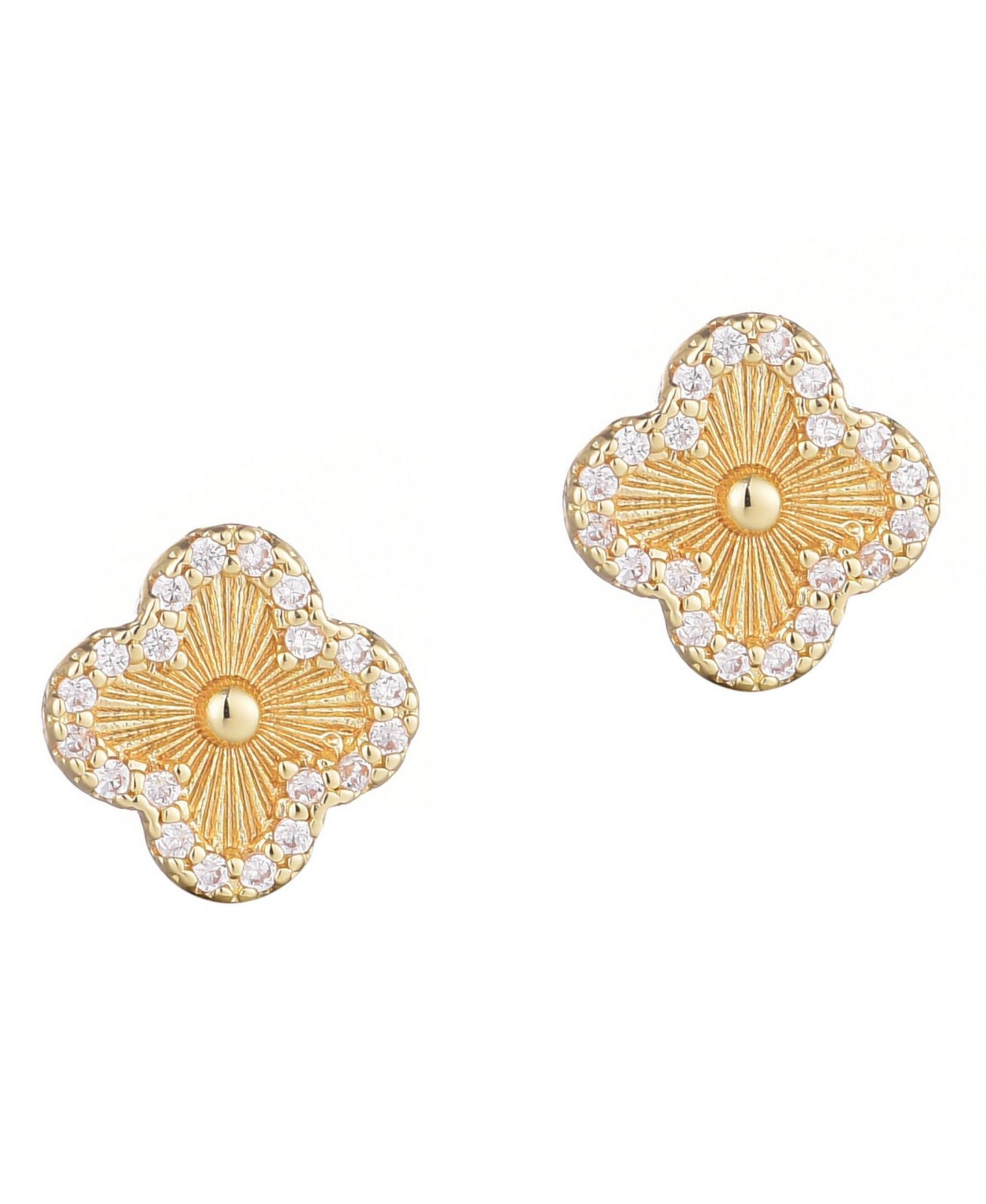 Серьги-гвоздики ADORNIA Button Clover Cubic Zirconia Halo