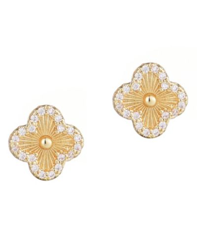 Серьги-гвоздики ADORNIA Button Clover Cubic Zirconia Halo