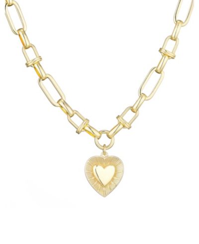 ADORNIA Gold Chunky Mixed Link Chain Fluted Heart Necklace