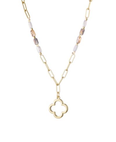 Подвеска ADORNIA Mixed Bead and Chain Clover Outline