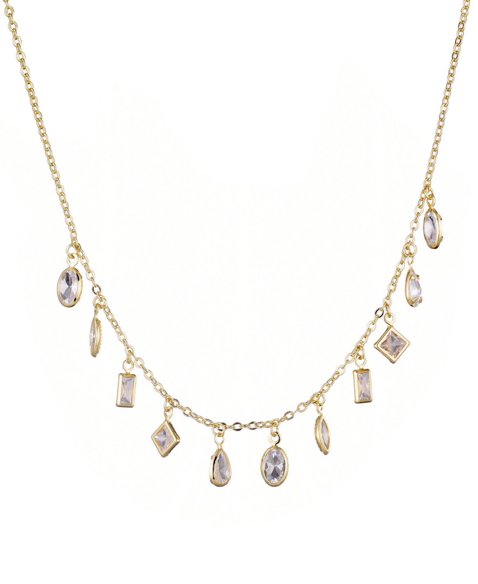 ADORNIA Gold Crystal Multi Shape Dangle Necklace
