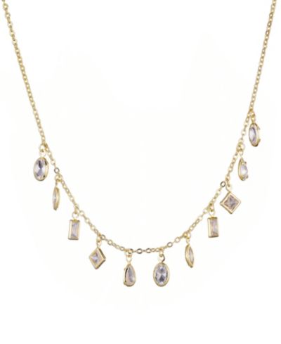 ADORNIA Gold Crystal Multi Shape Dangle Necklace