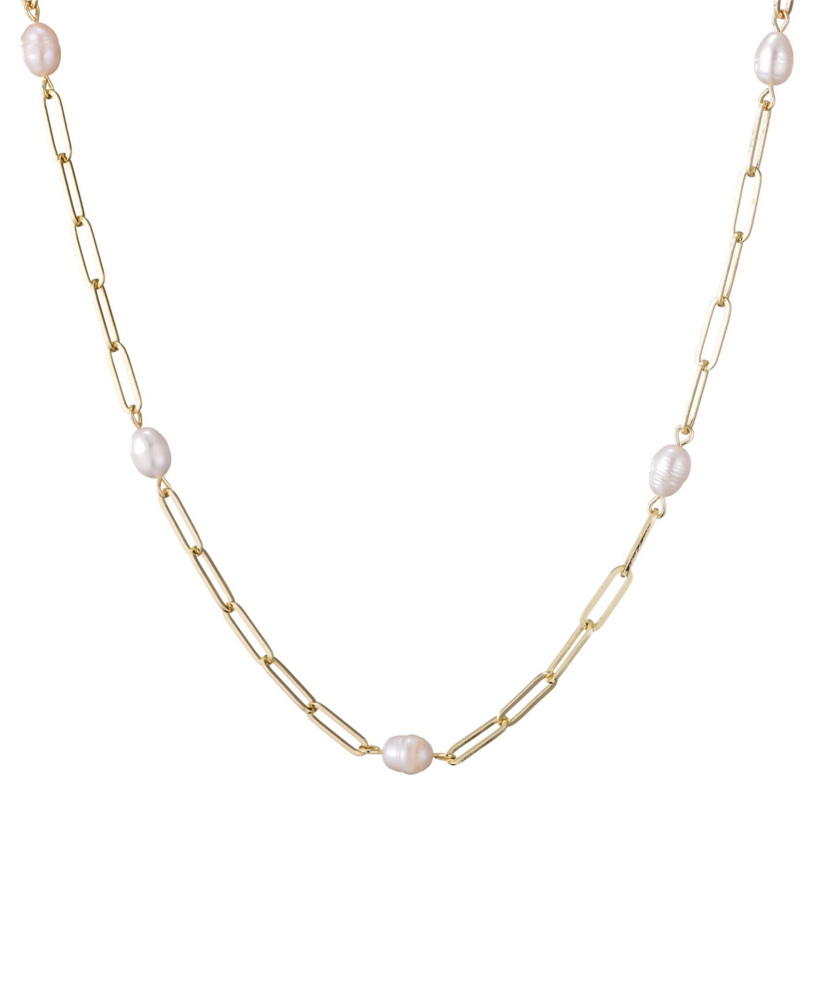 ADORNIA ожерелье с жемчугом Freshwater Cultivated Pearl Station Paper Clip Chain