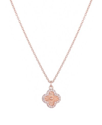 ADORNIA Cubic Zirconia Button Clover Halo Pendant Necklace