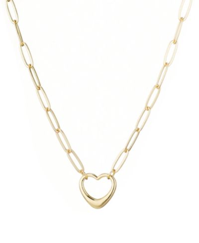 ADORNIA Gold Paperclip Chain Outline Heart Pendant Necklace