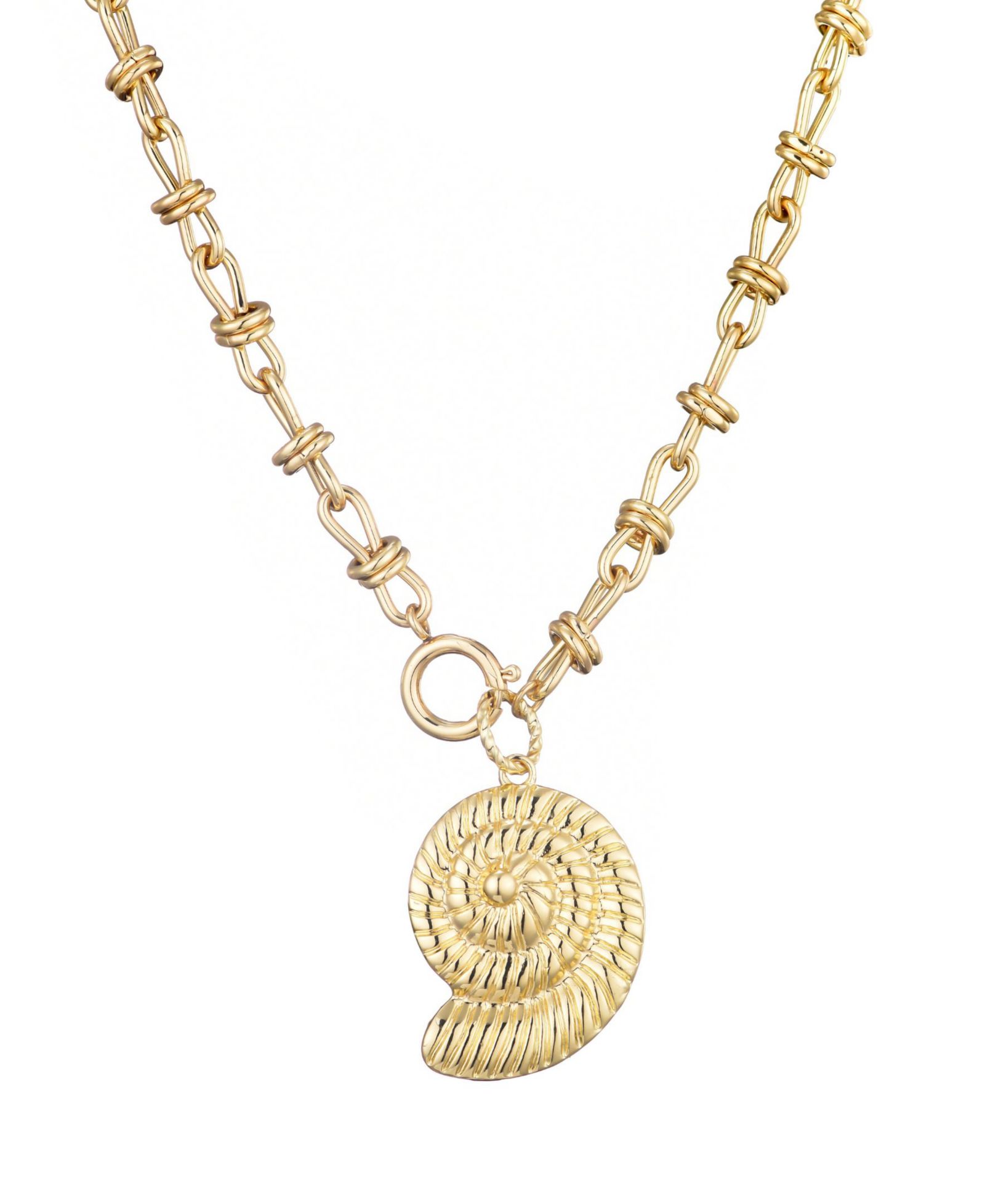 ADORNIA Gold Chunky Shell Pendant Necklace
