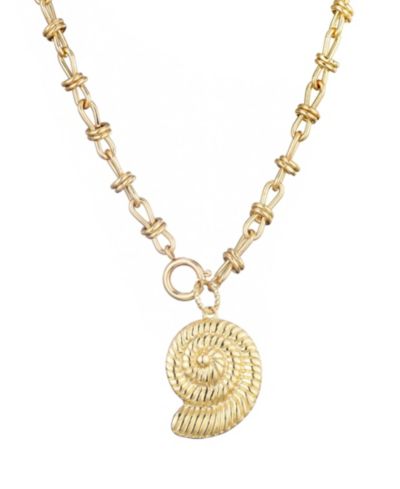ADORNIA Gold Chunky Shell Pendant Necklace